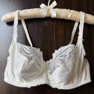 Fantasie Lily FL6110 Underwire Bra Embroidered Mesh Satin Ivory 32C Coquette